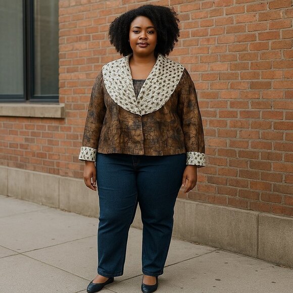 Womens 16 Tiger Cheetah 2 Button Brown Luxury Mob Wife Jacket by Joseph Ribkuff - Picture 2 of 13